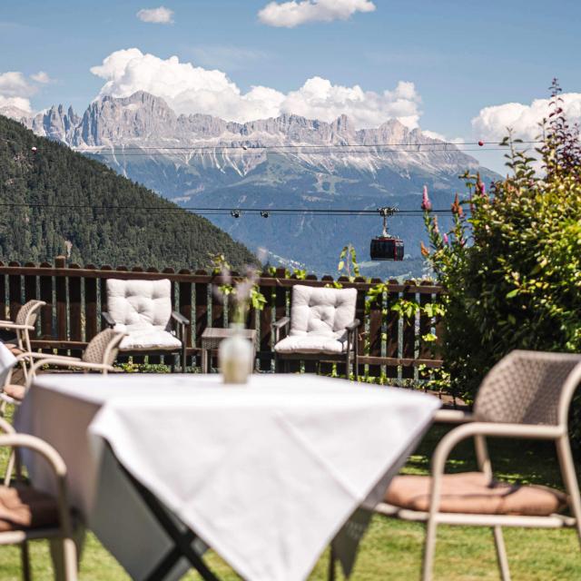 Dining in the garden with Dolomites view