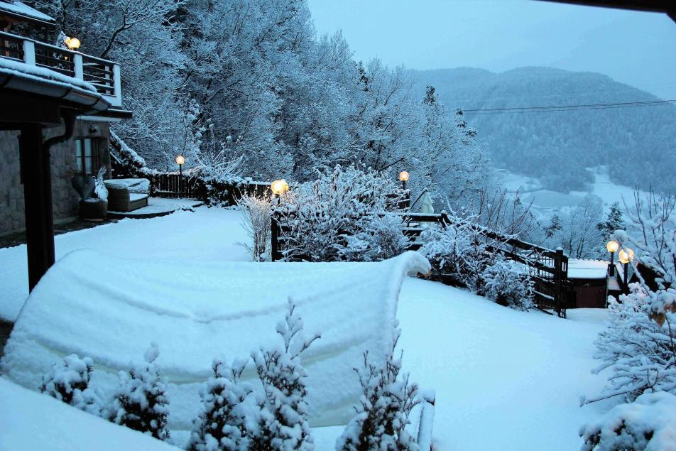 Chalet Grumer im Winter Terrassen Schnee
